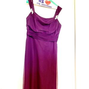 Brides made dress, plum, I made a pin that matches.